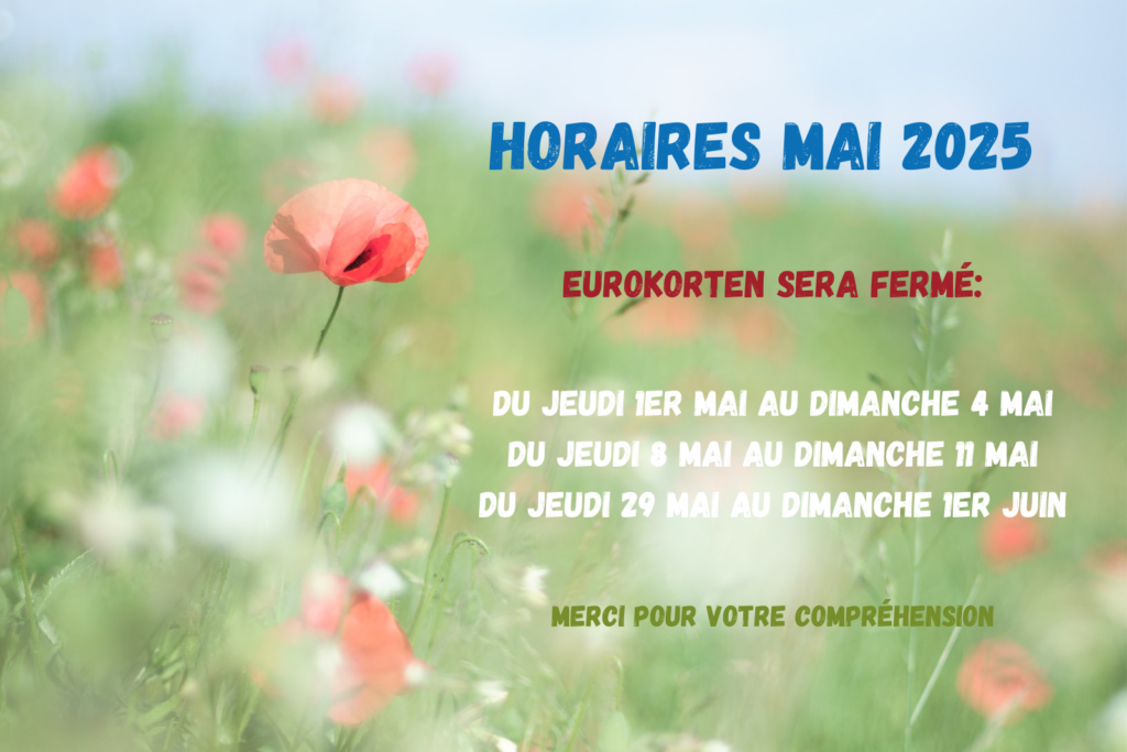 Fermeture les week-end du 1er mai, 8 mai et 29 mai 2025